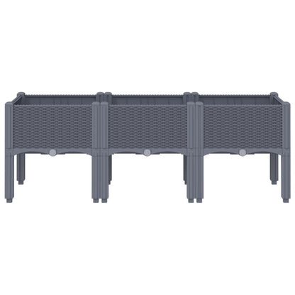 Fioriera da Giardino con Gambe Grigio Blu 120x40x42 cm in PP
