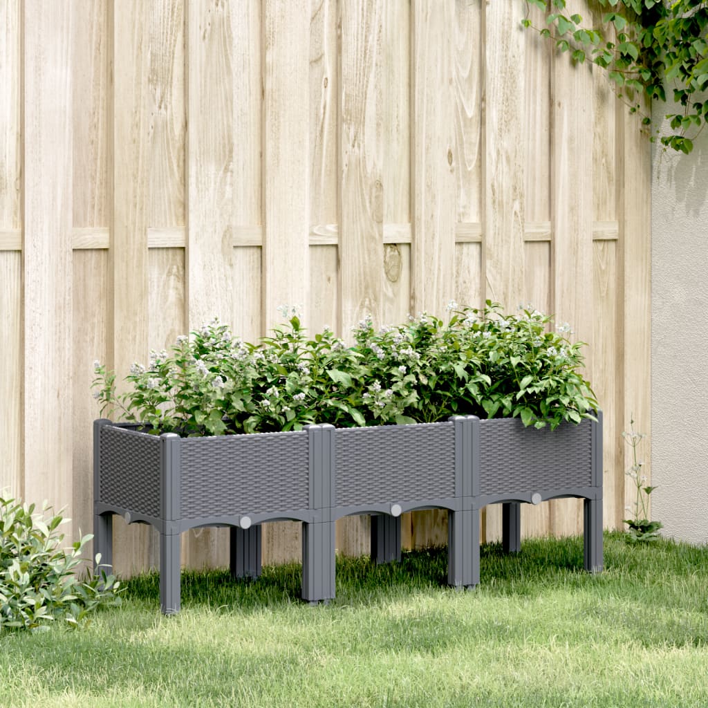 Fioriera da Giardino con Gambe Grigio Blu 120x40x42 cm in PP