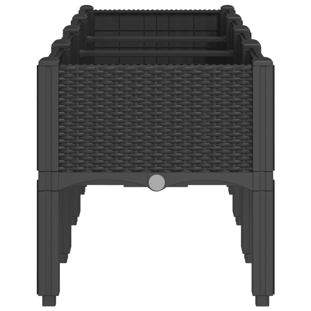 Fioriera da Giardino con Gambe Nera 160x40x42 cm in PP