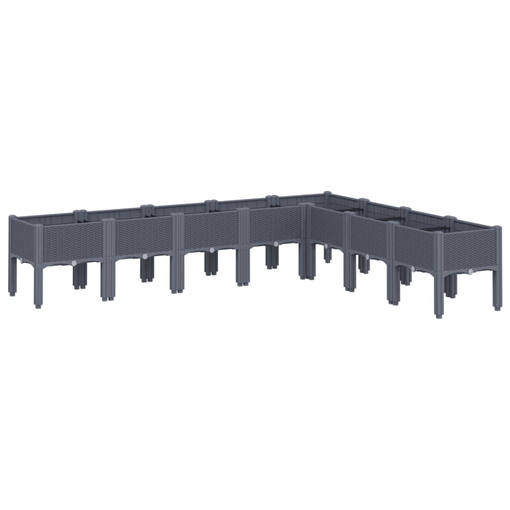 Fioriera da Giardino con Gambe Grigio Blu 200x160x42 cm in PP