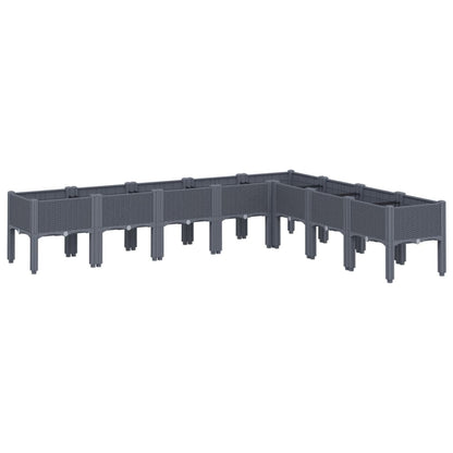 Fioriera da Giardino con Gambe Grigio Blu 200x160x42 cm in PP