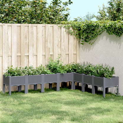 Fioriera da Giardino con Gambe Grigio Blu 200x160x42 cm in PP