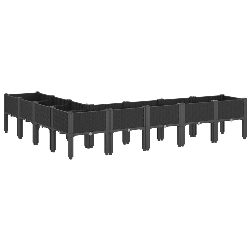 Fioriera da Giardino con Gambe Nera 200x160x42 cm in PP