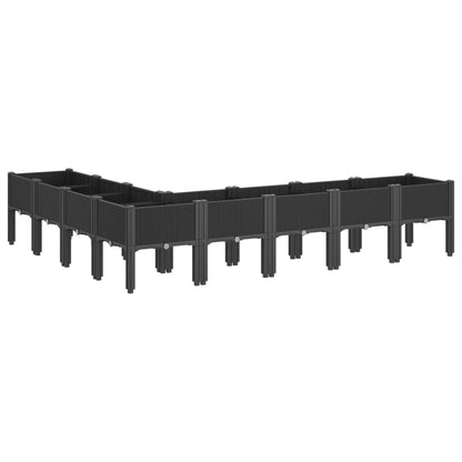 Fioriera da Giardino con Gambe Nera 200x160x42 cm in PP