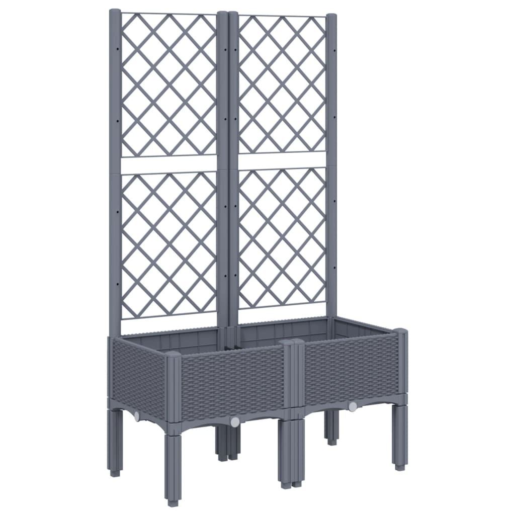 Fioriera Giardino con Traliccio Grigio Blu 80x40x142 cm PP