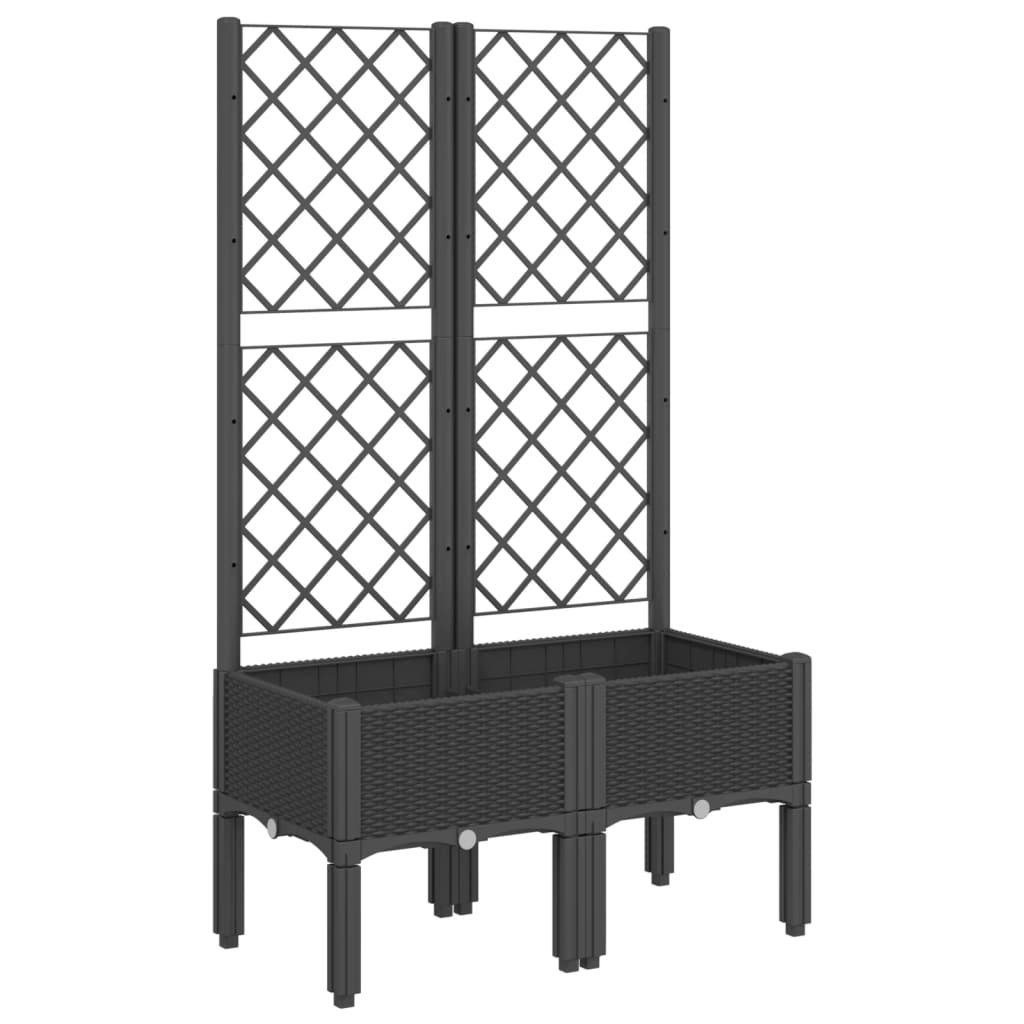 Fioriera da Giardino con Traliccio Nera 80x40x142 cm in PP
