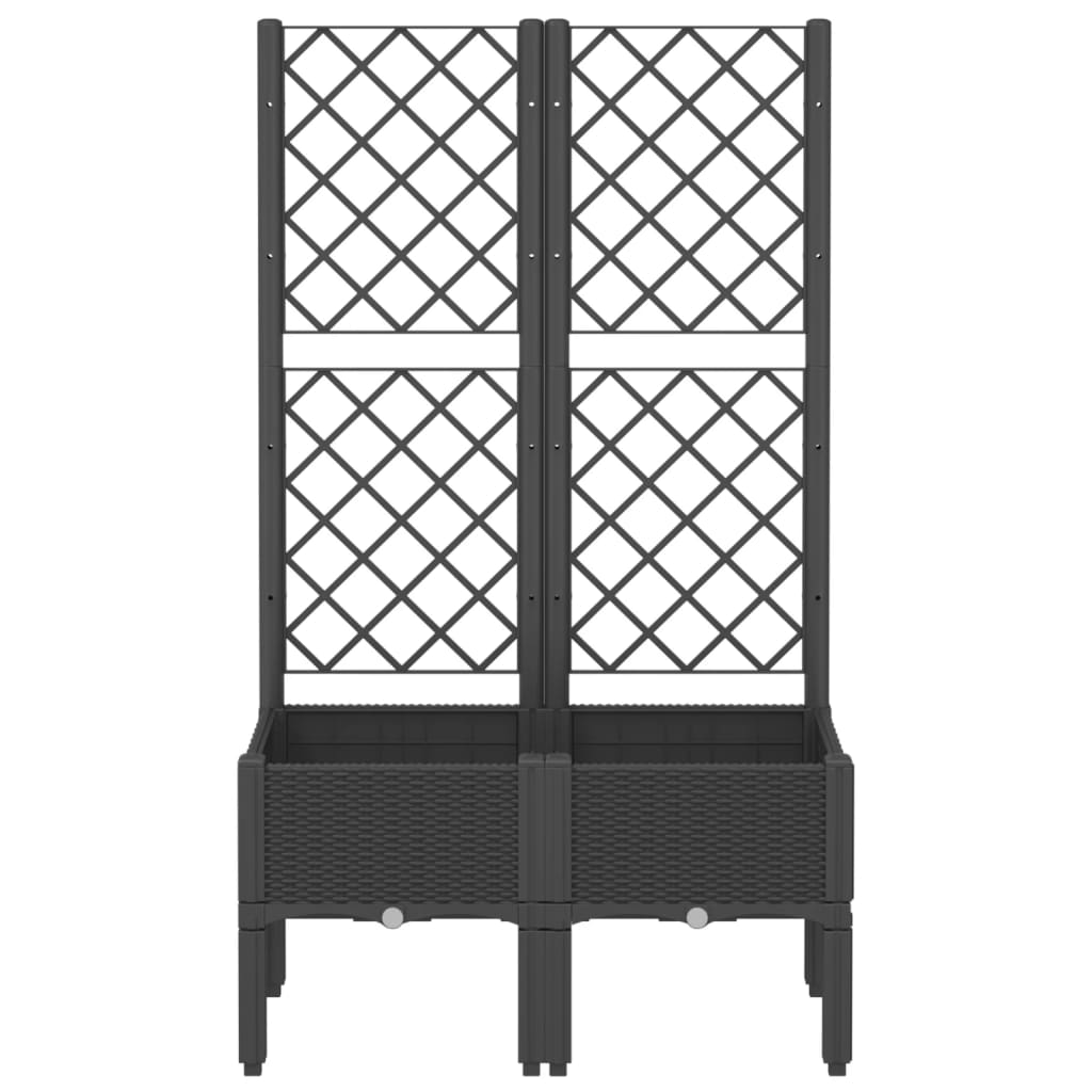 Fioriera da Giardino con Traliccio Nera 80x40x142 cm in PP