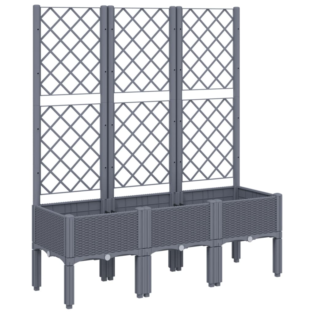 Fioriera Giardino con Traliccio Grigio Blu 120x40x142 cm PP