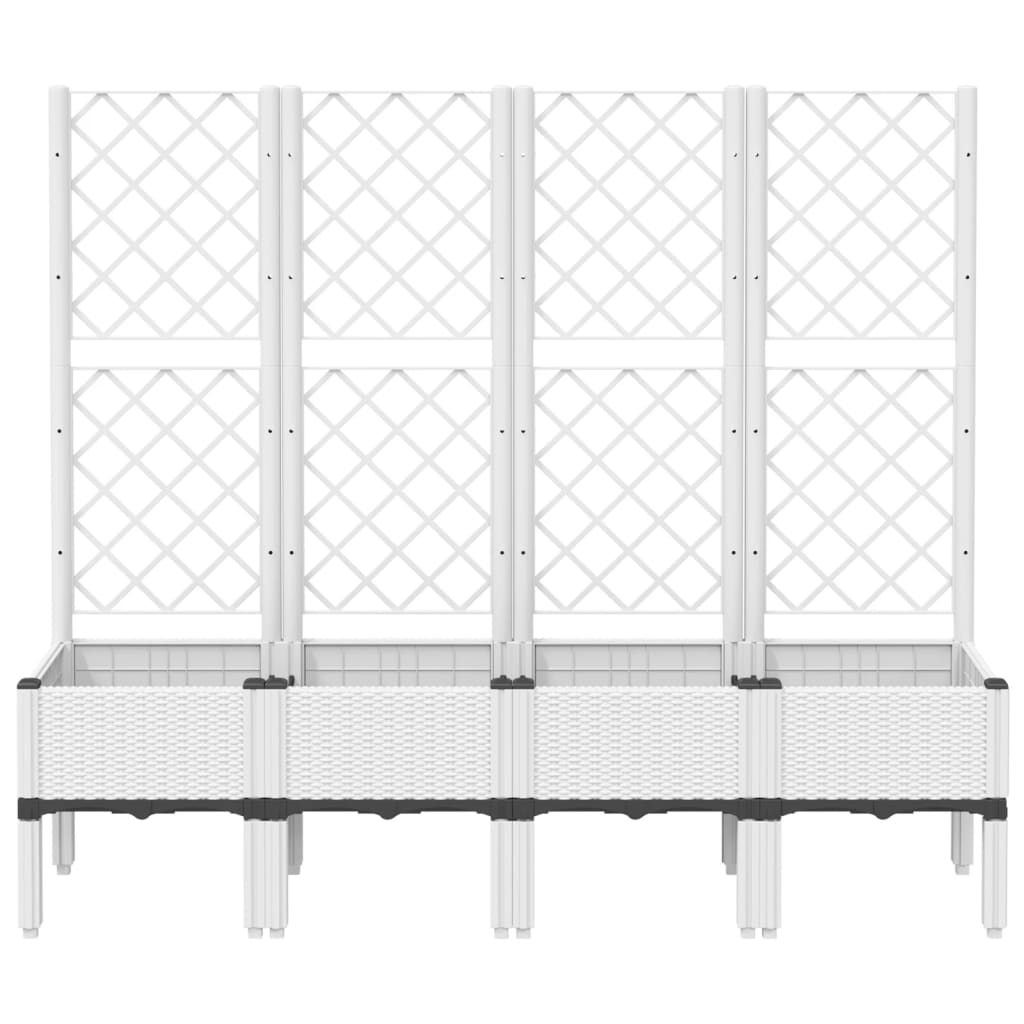 Fioriera da Giardino con Traliccio Bianco 160x40x142 cm in PP