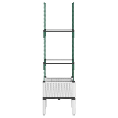 Fioriera da Giardino con Traliccio Bianco 40x40x142,5 cm in PP
