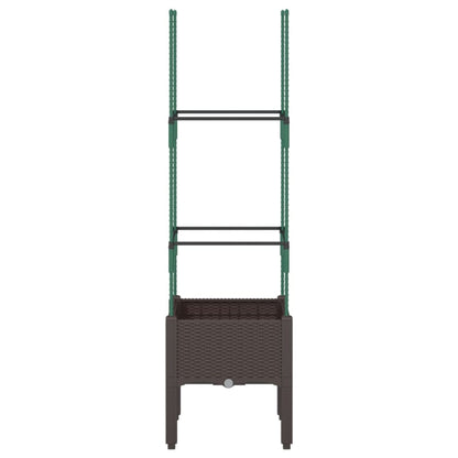 Fioriera da Giardino con Traliccio Marrone 40x40x142,5 cm in PP