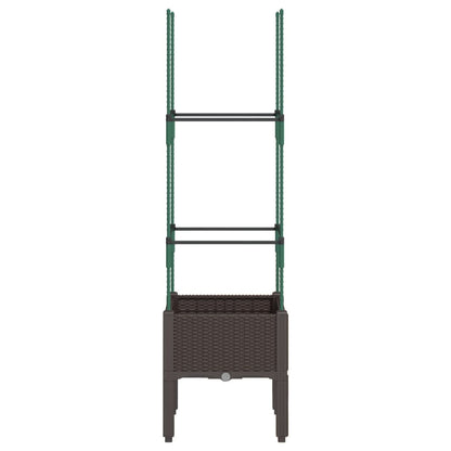 Fioriera da Giardino con Traliccio Marrone 40x40x142,5 cm in PP