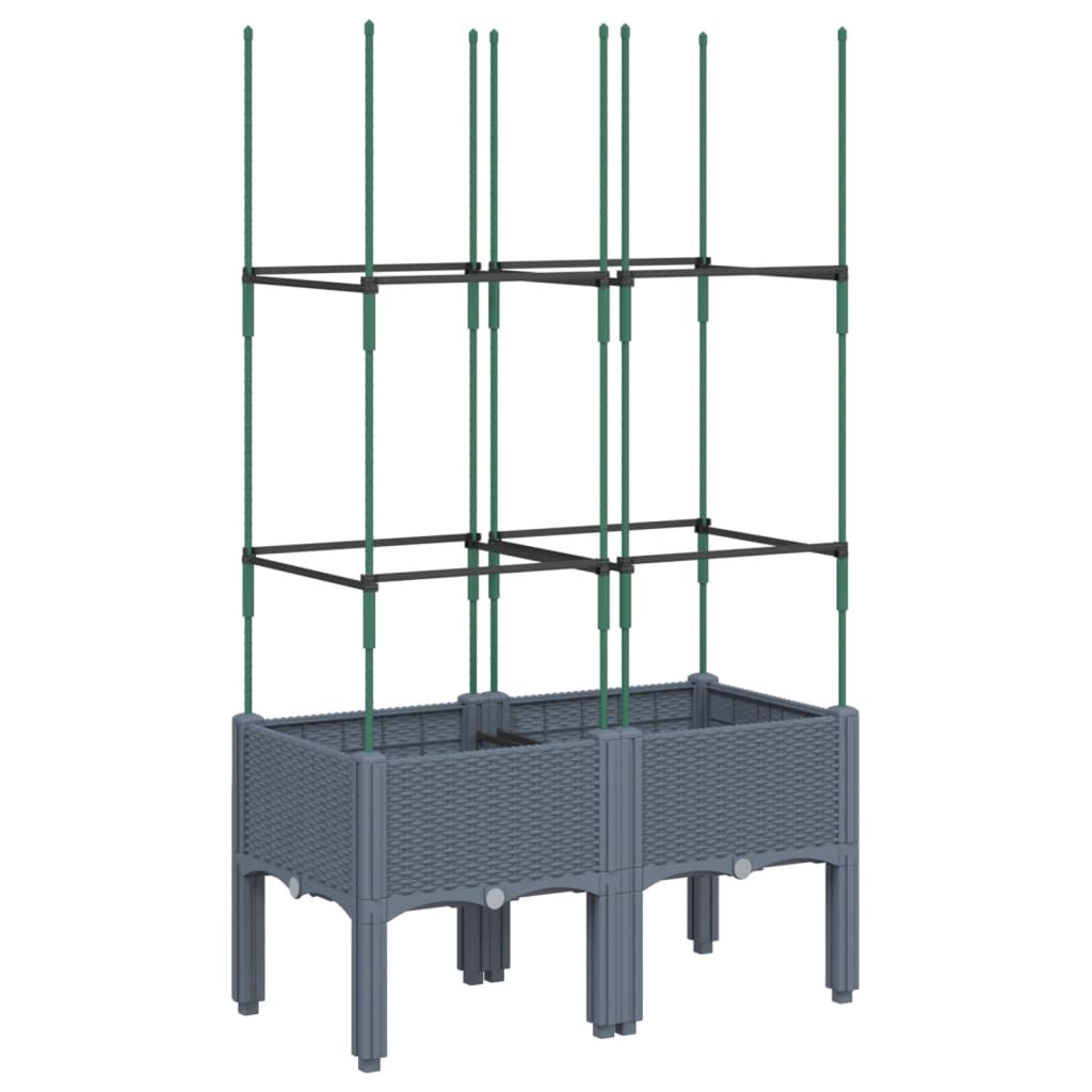 Fioriera da Giardino con Graticcio Grigio Blu 80x40x142,5cm PP