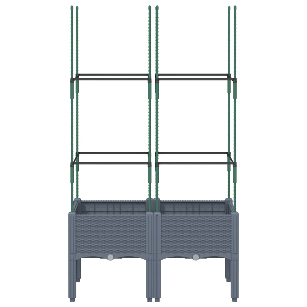 Fioriera da Giardino con Graticcio Grigio Blu 80x40x142,5cm PP