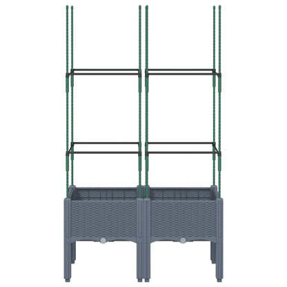 Fioriera da Giardino con Graticcio Grigio Blu 80x40x142,5cm PP