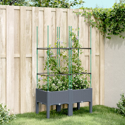 Fioriera da Giardino con Graticcio Grigio Blu 80x40x142,5cm PP