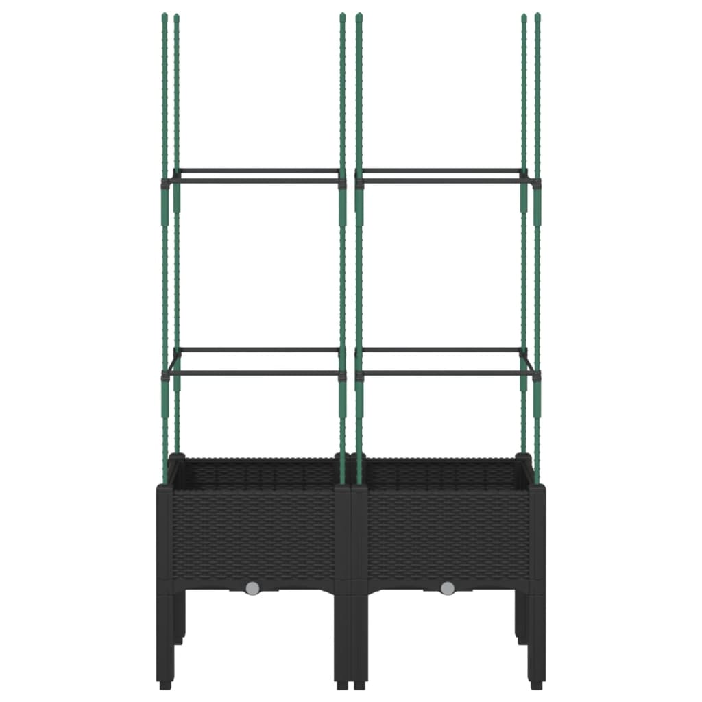 Fioriera da Giardino con Traliccio Nera 80x40x142,5 cm in PP