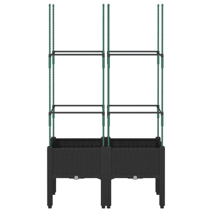 Fioriera da Giardino con Traliccio Nera 80x40x142,5 cm in PP