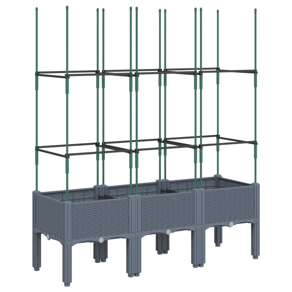 Fioriera Giardino con Traliccio Grigio Blu 120x40x142,5 cm PP