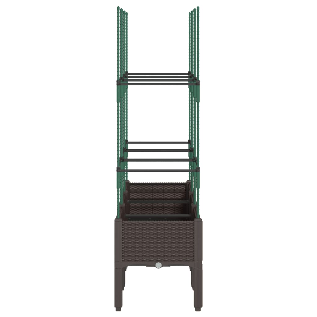 Fioriera da Giardino con Traliccio Marrone 120x40x142,5cm in PP