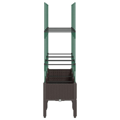 Fioriera da Giardino con Traliccio Marrone 120x40x142,5cm in PP