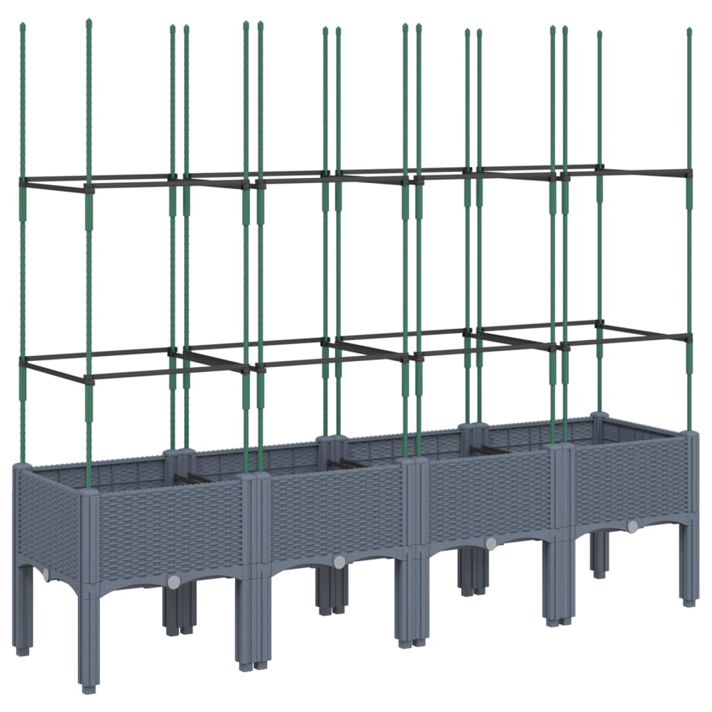 Fioriera Giardino con Traliccio Grigio Blu 160x40x142,5 cm PP