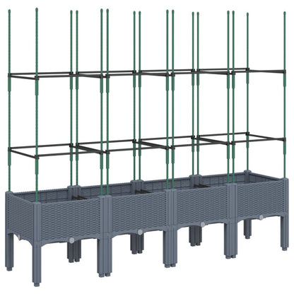 Fioriera Giardino con Traliccio Grigio Blu 160x40x142,5 cm PP