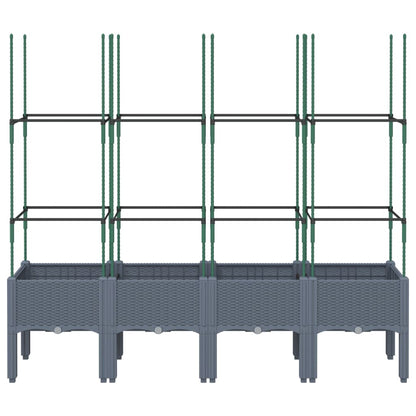 Fioriera Giardino con Traliccio Grigio Blu 160x40x142,5 cm PP