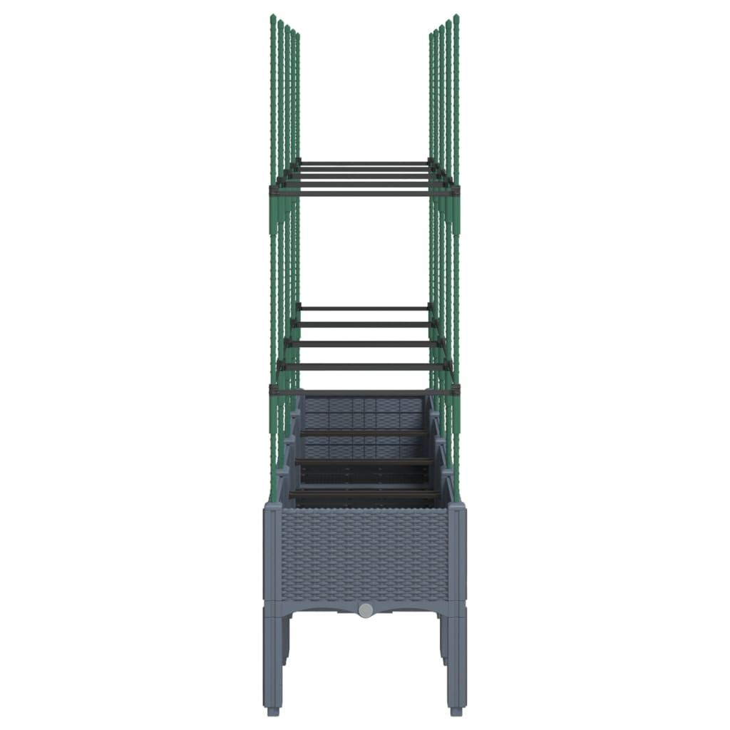 Fioriera Giardino con Traliccio Grigio Blu 160x40x142,5 cm PP