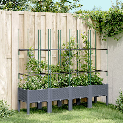 Fioriera Giardino con Traliccio Grigio Blu 160x40x142,5 cm PP