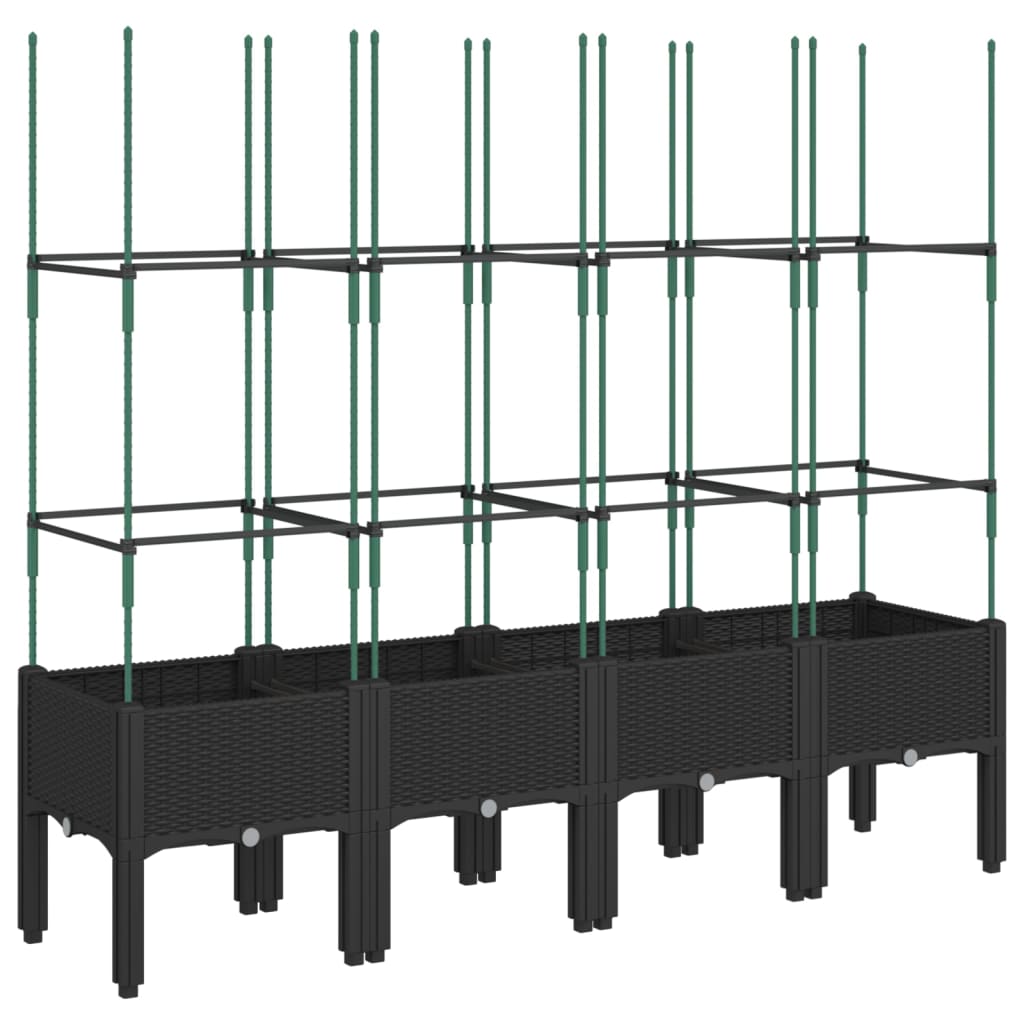 Fioriera da Giardino con Traliccio Nera 160x40x142,5 cm in PP