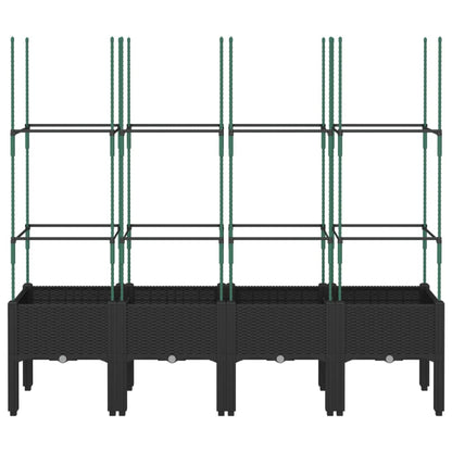 Fioriera da Giardino con Traliccio Nera 160x40x142,5 cm in PP