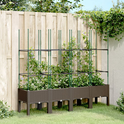 Fioriera da Giardino con Traliccio Marrone 160x40x142,5cm in PP