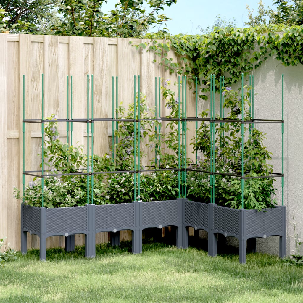 Fioriera Giardino con Graticcio Grigio Blu 160x120x142,5 cm PP