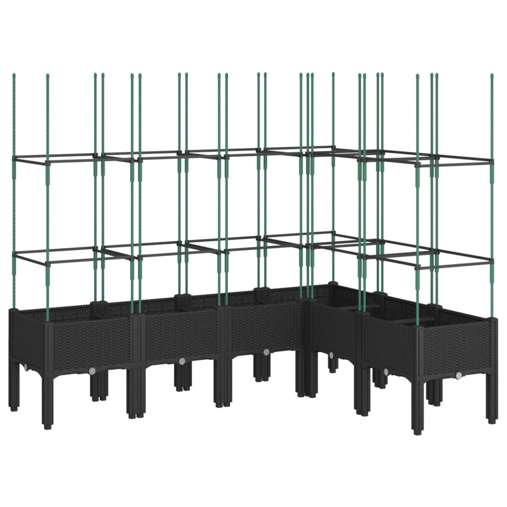 Fioriera da Giardino con Traliccio Nera 160x120x142,5 cm in PP