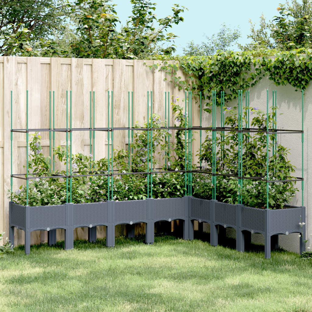 Fioriera Giardino con Traliccio Grigio Blu 200x160x142,5 cm PP