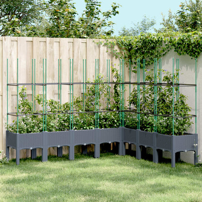 Fioriera Giardino con Traliccio Grigio Blu 200x160x142,5 cm PP