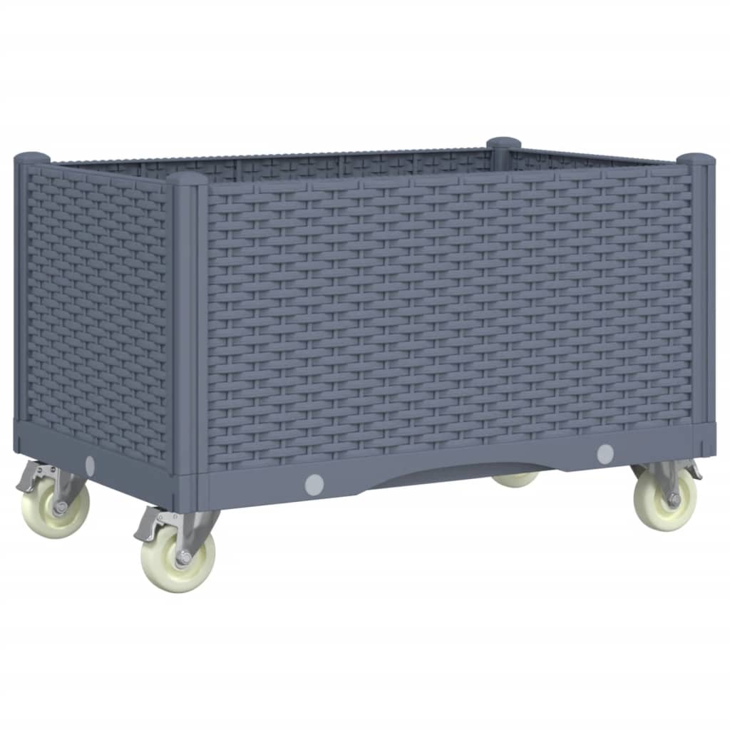 Fioriera da Giardino con Ruote Grigio Blu 80x50x54 cm in PP