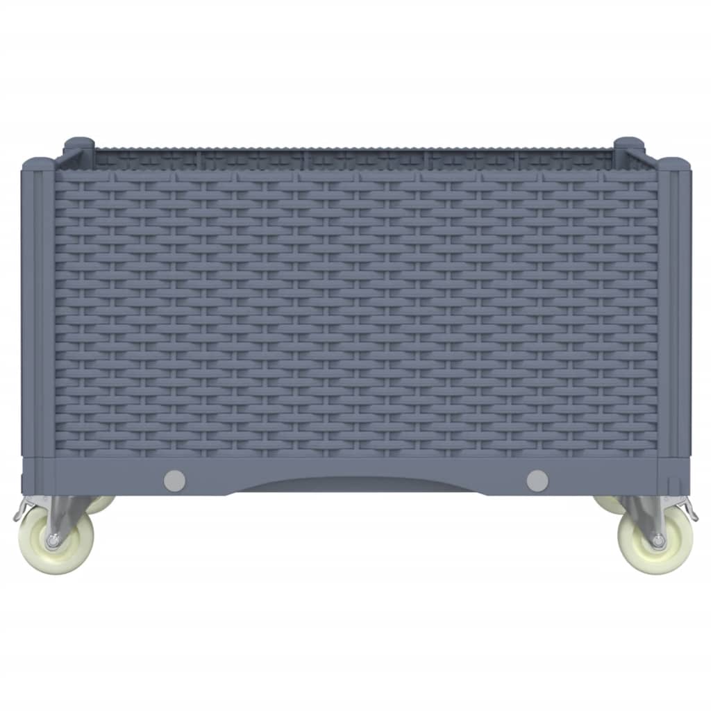 Fioriera da Giardino con Ruote Grigio Blu 80x50x54 cm in PP