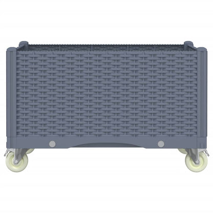 Fioriera da Giardino con Ruote Grigio Blu 80x50x54 cm in PP