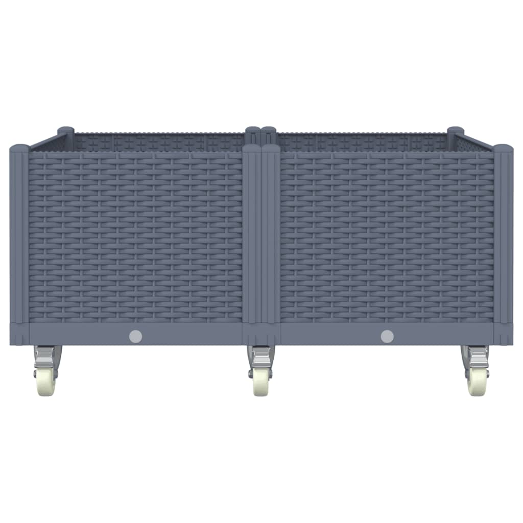 Fioriera da Giardino con Ruote Grigio Blu 100x80x54 cm in PP
