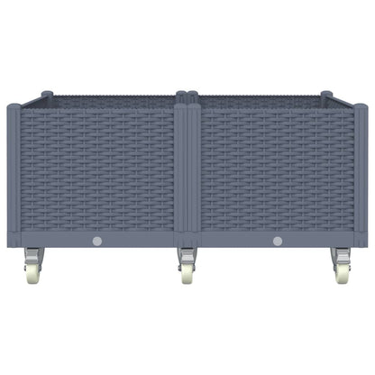 Fioriera da Giardino con Ruote Grigio Blu 100x80x54 cm in PP