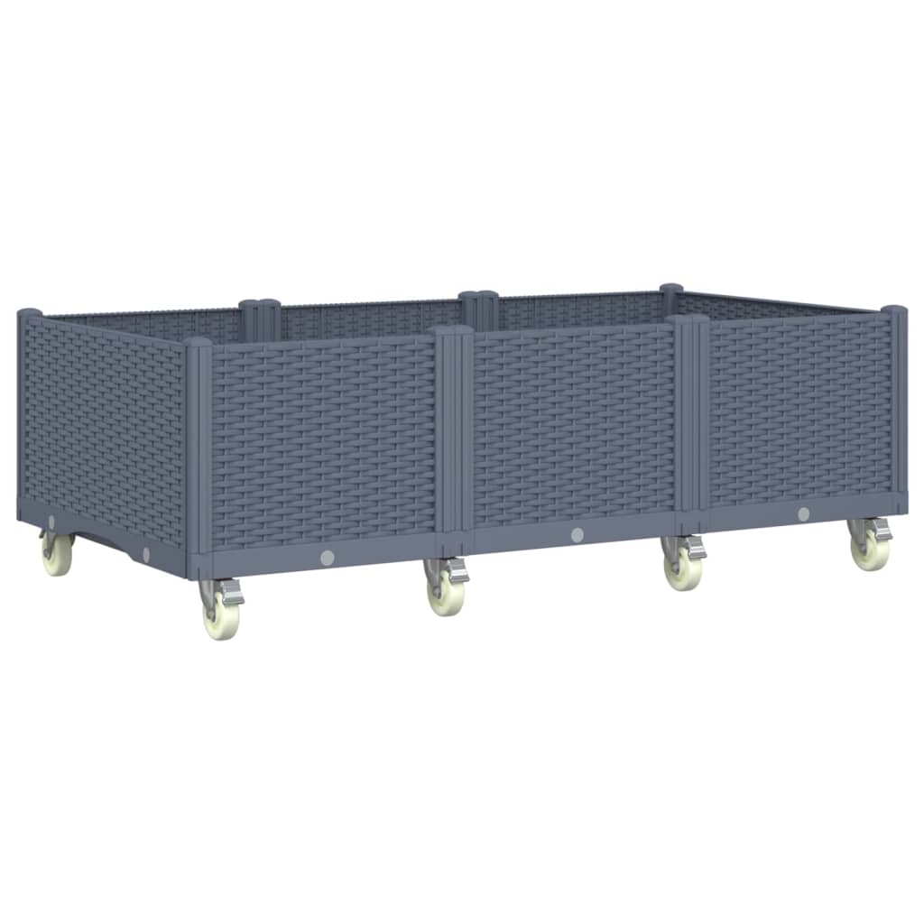Fioriera da Giardino con Ruote Grigio Blu 150x80x54 cm in PP