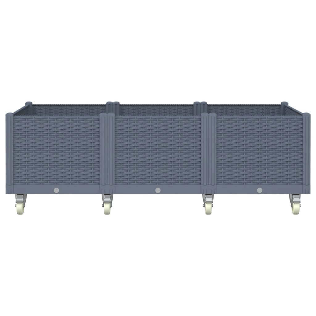 Fioriera da Giardino con Ruote Grigio Blu 150x80x54 cm in PP
