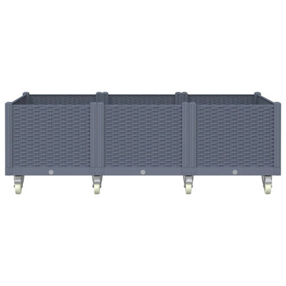 Fioriera da Giardino con Ruote Grigio Blu 150x80x54 cm in PP