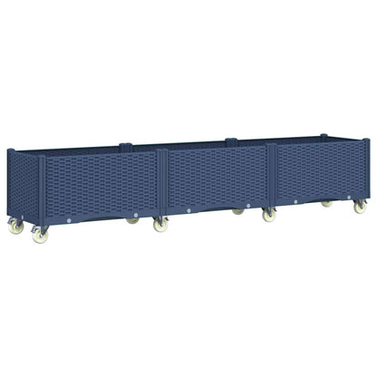 Fioriera da Giardino con Ruote Grigio Blu 240x50x54 cm in PP
