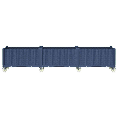 Fioriera da Giardino con Ruote Grigio Blu 240x50x54 cm in PP