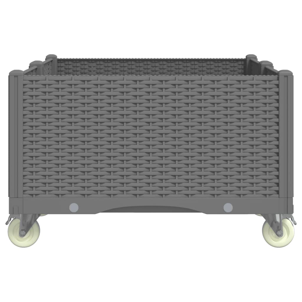 Fioriera da Giardino con Ruote Grigio Chiaro 100x80x54 cm in PP