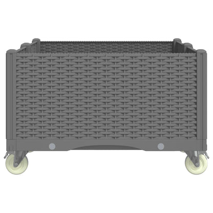 Fioriera da Giardino con Ruote Grigio Chiaro 100x80x54 cm in PP