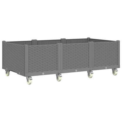 Fioriera da Giardino con Ruote Grigio Chiaro 150x80x54 cm in PP
